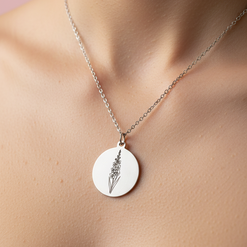 Collier argent fleur de naissance