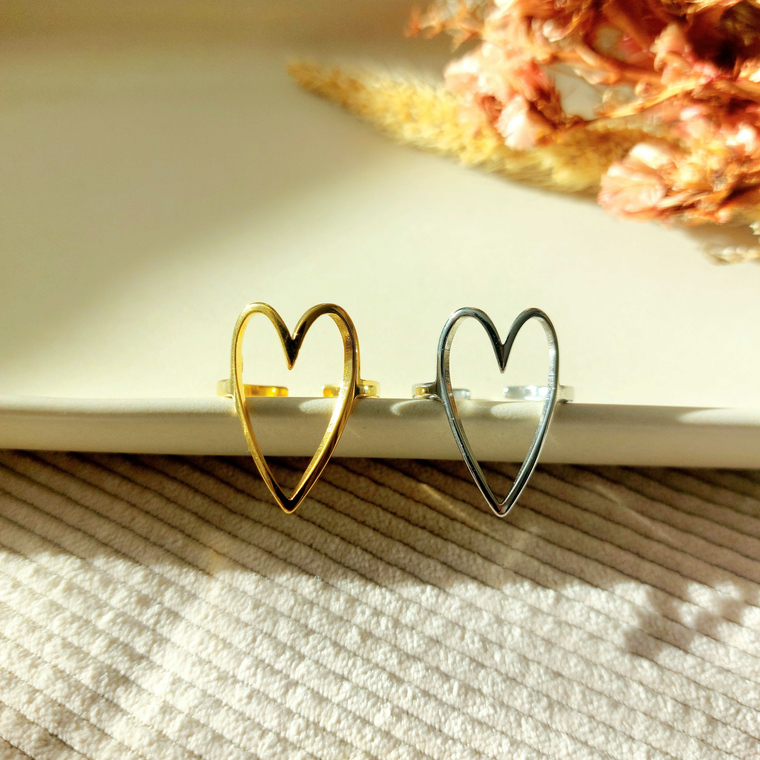 bague amour dore et argente