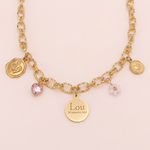 Collier charms médaille gravée