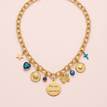 Collier charms médaille gravée