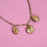Collier en acier inoxydable - Charms marguerite, coquillage