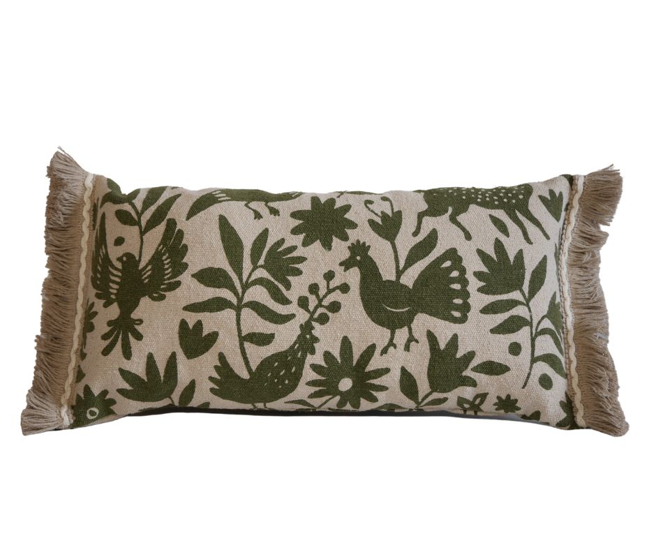 coussin boho vert-1