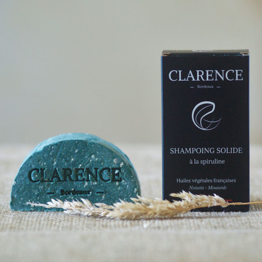 Shampoing spiruline Clarence Bordeaux huile française zéro déchet aquitaine