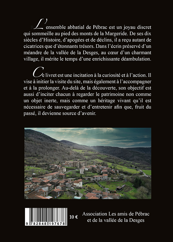 Dos de Couverture du livret lAbbaye de Pébrac mille ans dhistoire Éd. Créer