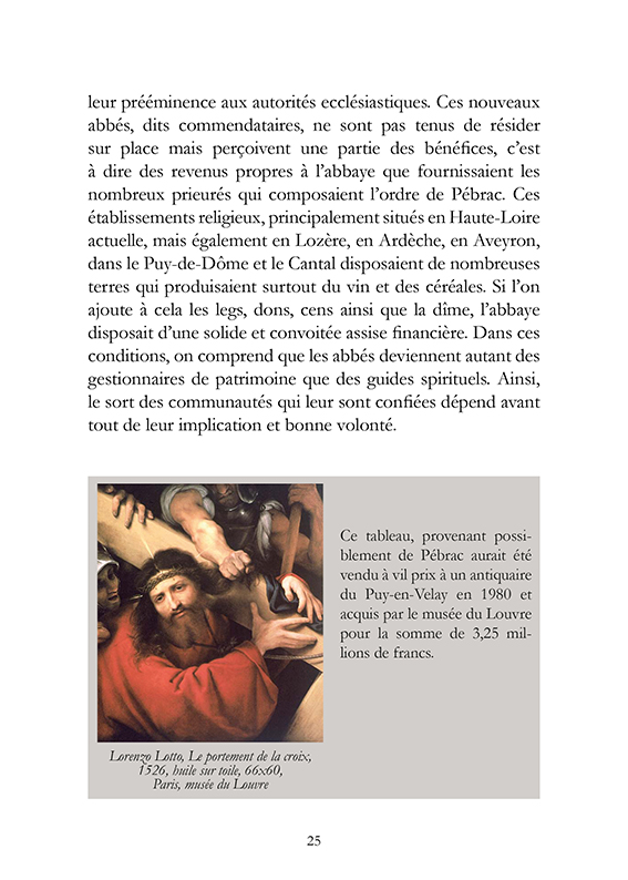 Extrait avec tableau portement de croix du livret lAbbaye de Pébrac mille ans dhistoire Éd. Créer