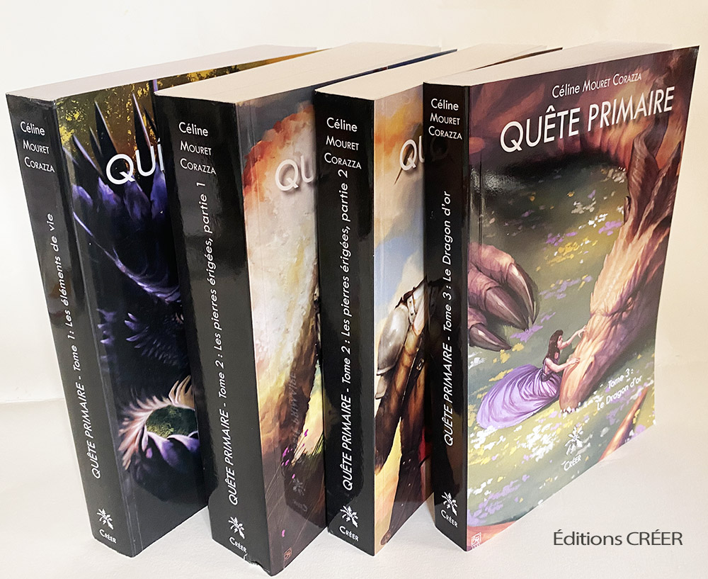 Tranches de 4 livres de la série Quête Primaire Éd Créer