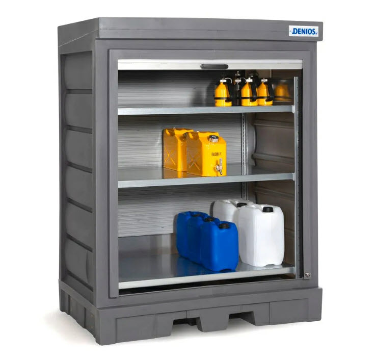 Box de stockage en plastique, avec 3 étagère galvanisée, volet roulant