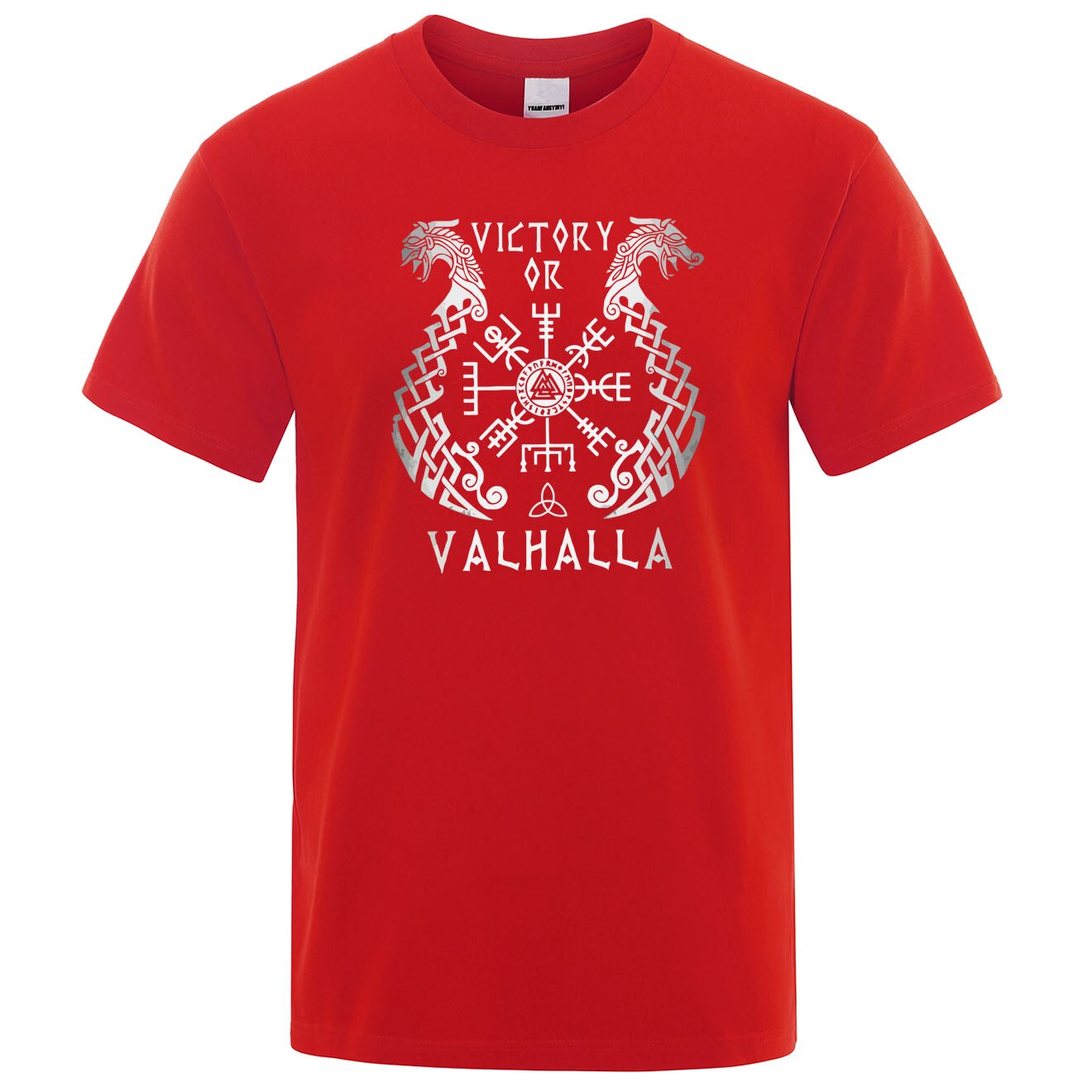 T-SHIRT ROUGE VICTORY OR VALHALLA