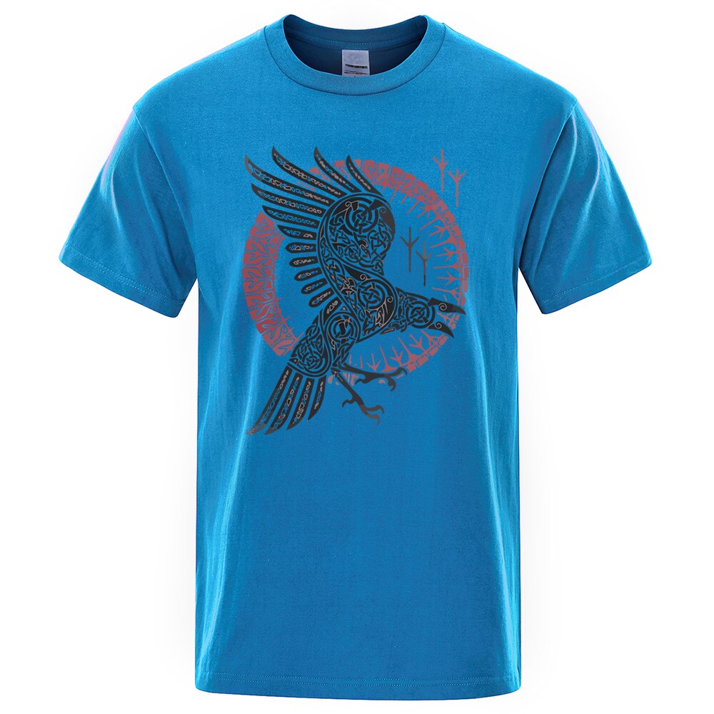 T-SHIRT BLEU LUMIERE CORBEAU ODIN