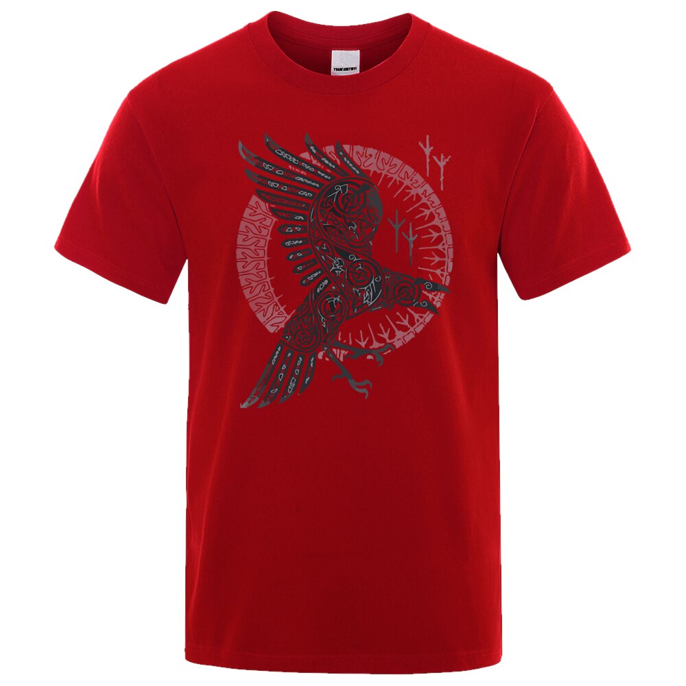 T-SHIRT ROUGE CORBEAU ODIN