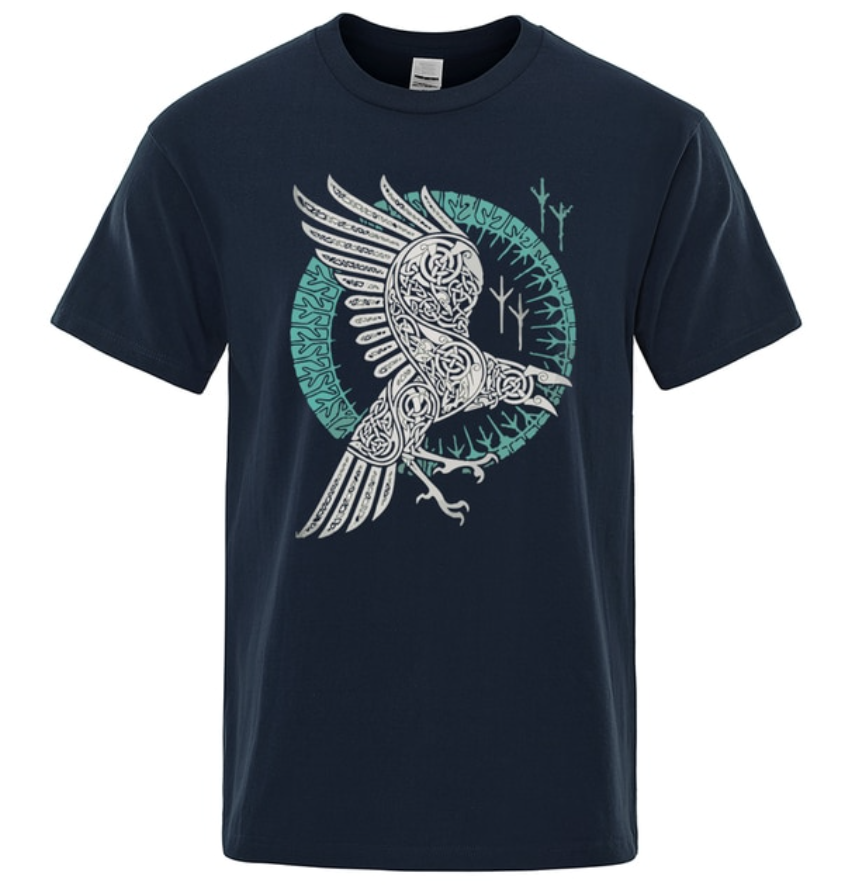 T-SHIRT NOIR CORBEAU ODIN