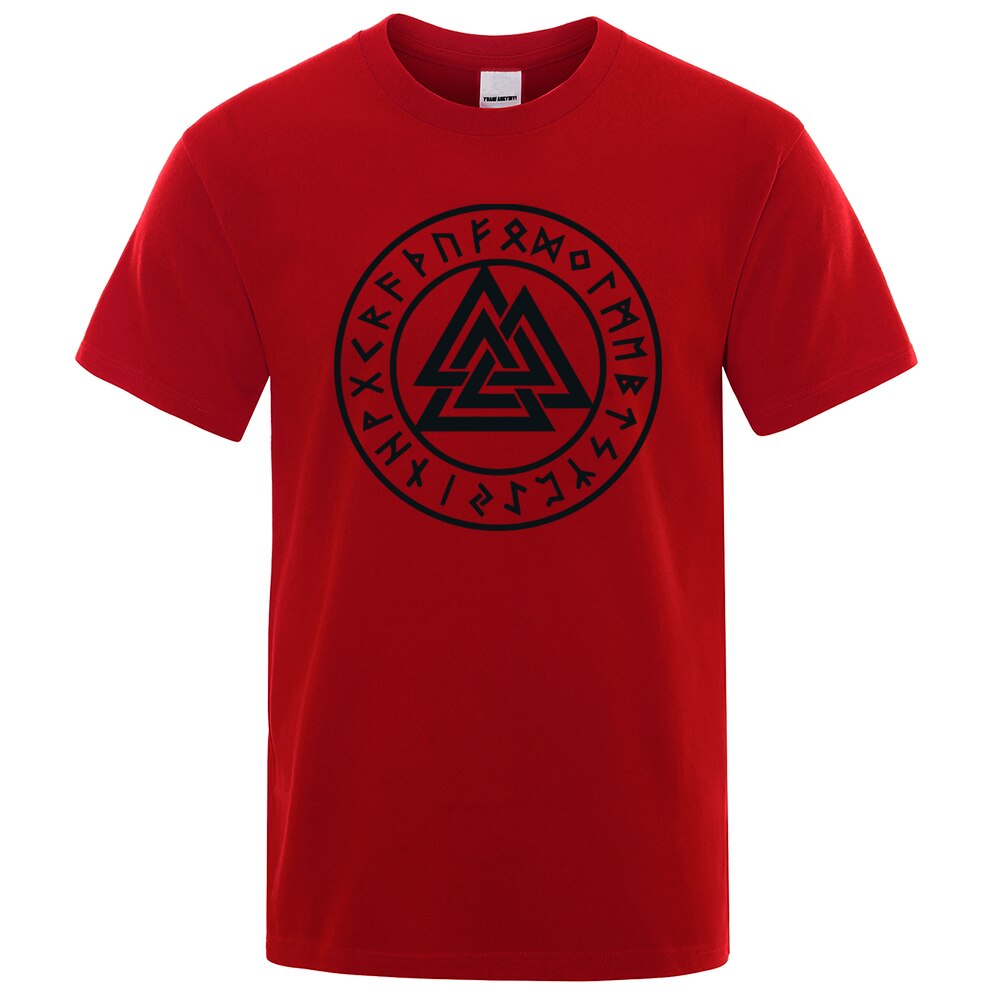 T-SHIRT ROUGE IMPRESSION NOIRE VALKNUT