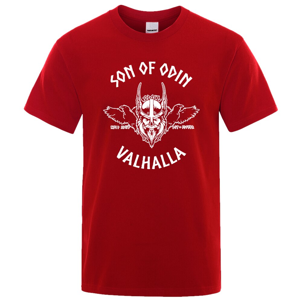 T-SHIRT ROUGE IMPRESSION BLANCHE SON OF ODIN