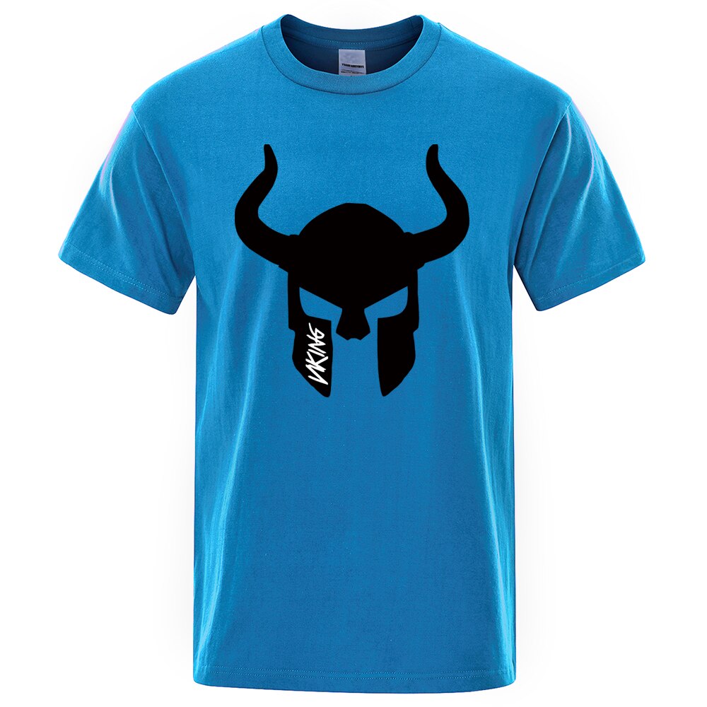 T-SHIRT BLEU LUMIERE IMPRESSION NOIRE HEAUME VIKING