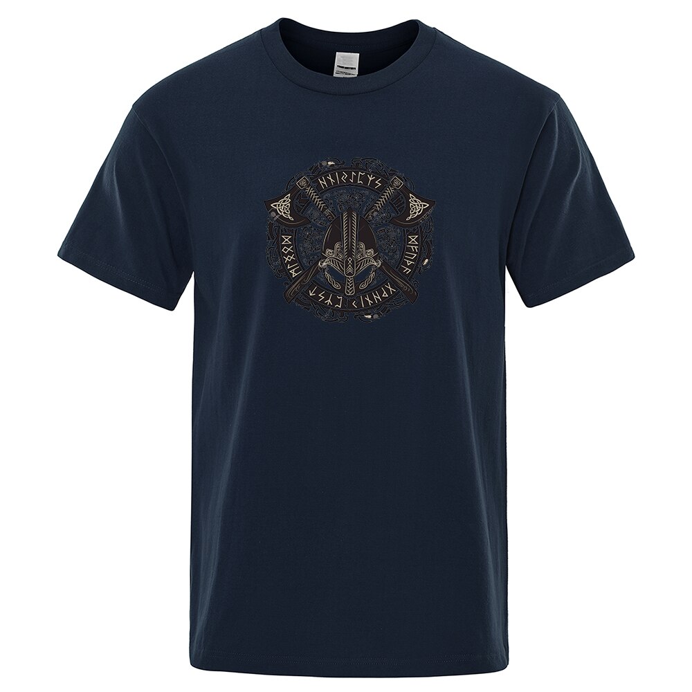 T-SHIRT BLEU NUIT IMPRESSION HEAUME ODIN