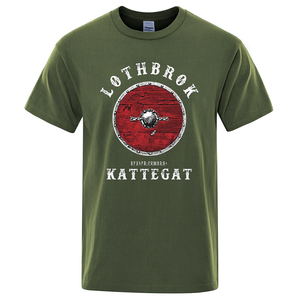 T-SHIRT VERT KAKI IMPRESSION LOTHBROK KATTEGAT