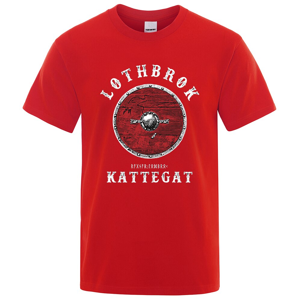 T-SHIRT ROUGE IMPRESSION LOTHBROK KATTEGAT