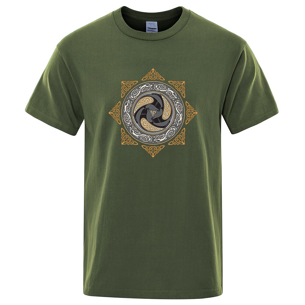 T-SHIRT VERT KAKI IMPRESSION TRISKELE