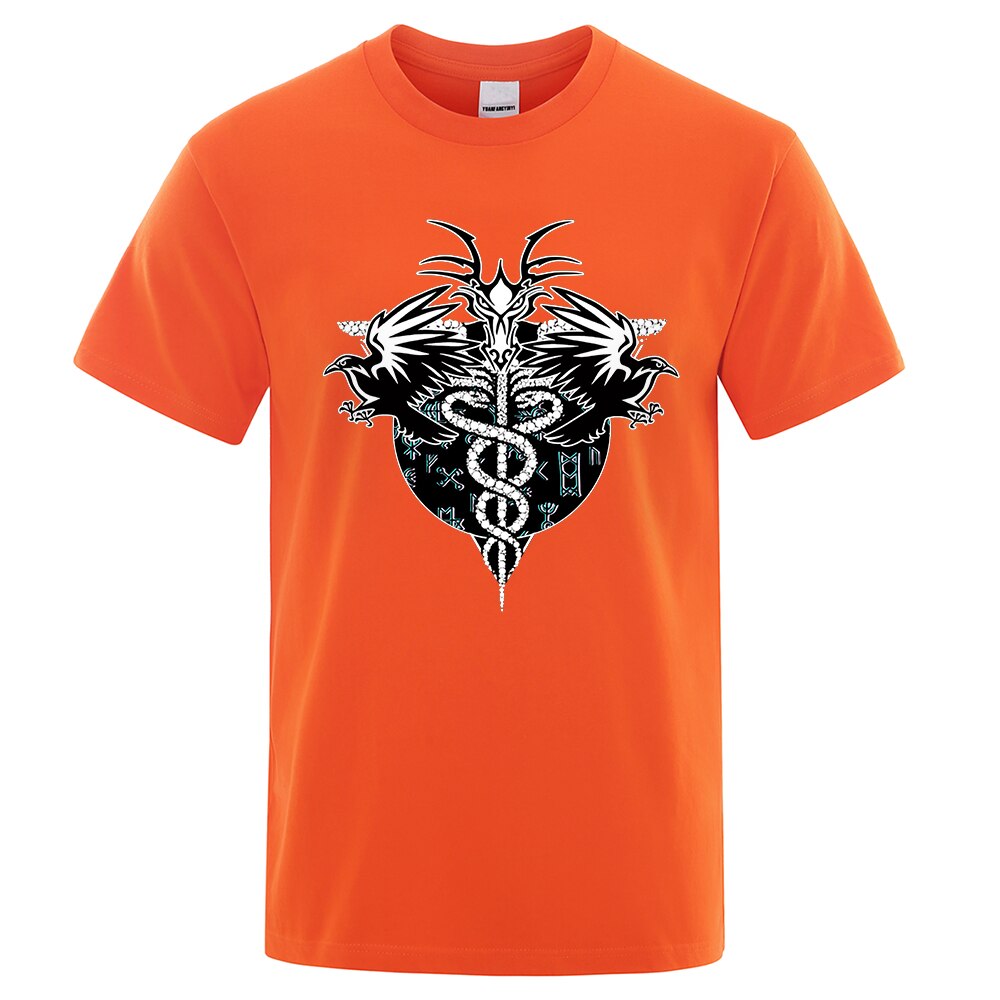 T-SHIRT ORANGE IMPRESSION SYMBOLES NORDIQUE