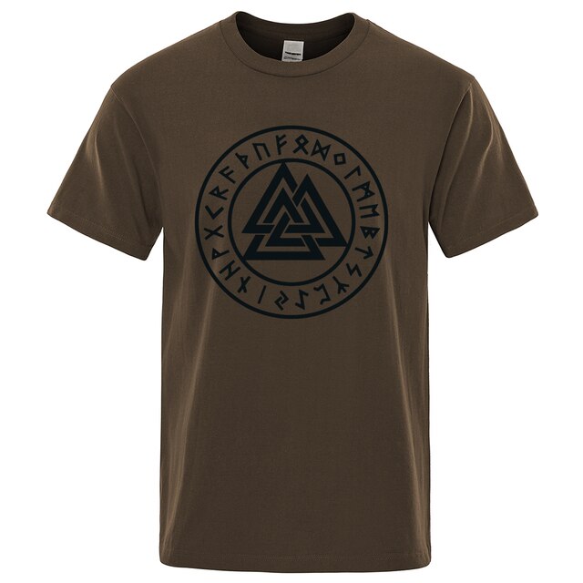 T-SHIRT MARRON IMPRESSION NOIRE VALKNUT