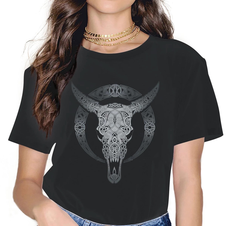 T-SHIRT NOIR IMPRESSION JOTUNHEIM POUR FEMME