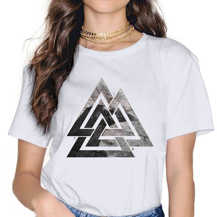 T-SHIRT BLANC IMPRESSION VALKNUT POUR FEMME