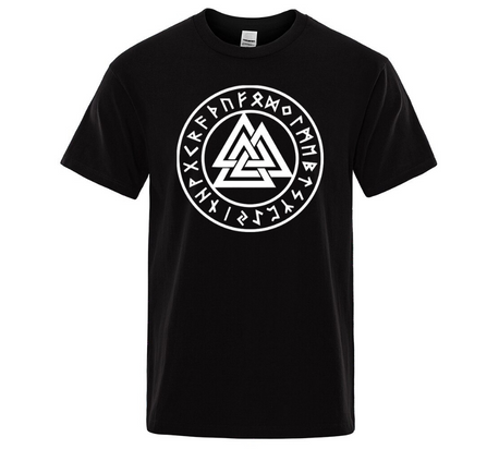 t shirt viking valknut noir