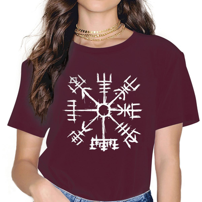 T-SHIRT BORDEAUX IMPRESSION LARGE VEGVISIR POUR FEMME