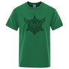 T-SHIRT VERT IMPRESSION NOIRE ROSACE CORBEAU ODIN