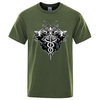 T-SHIRT VERT KAKI IMPRESSION SYMBOLES NORDIQUE