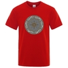 T-SHIRT ROUGE IMPRESSION AEGISHJALMUR STREETWEAR