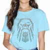 T-SHIRT VIKING COL ROND BLEU CIEL IMPRESSION ODIN POUR FEMME