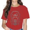 T-SHIRT VIKING COL ROND ROUGE IMPRESSION ODIN POUR FEMME