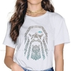 T-SHIRT VIKING COL ROND BLANC IMPRESSION ODIN POUR FEMME