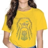 T-SHIRT VIKING COL ROND JAUNE IMPRESSION ODIN POUR FEMME