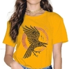 T-SHIRT VIKING COL ROND JAUNE IMPRESSION MUNIN POUR FEMME