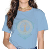 T-SHIRT COL ROND BLEU NUAGE IMPRESSION ARBRE DE VIE POUR FEMME