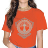 T-SHIRT COL ROND ORANGE IMPRESSION ARBRE DE VIE POUR FEMME