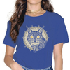 T-SHIRT BLEU IMPRESSION CHAT VIKING POUR FEMME