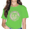 T-SHIRT VERT LUMIERE IMPRESSION CHAT VIKING POUR FEMME