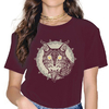 T-SHIRT BORDEAUX IMPRESSION CHAT VIKING POUR FEMME