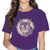 T-SHIRT VIOLET IMPRESSION CHAT VIKING POUR FEMME