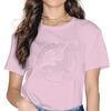 T-SHIRT ROSE PÂLE IMPRESSION CORBEAU VIKING POUR FEMME