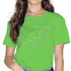 T-SHIRT VERT LUMIERE IMPRESSION CORBEAU VIKING POUR FEMME