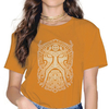 T-SHIRT OCRE JAUNE IMPRESSION GODMASK POUR FEMME