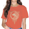 T-SHIRT COULEUR BRIQUE IMPRESSION LOUP NORDIQUE POUR FEMME