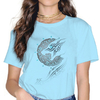 T-SHIRT BLEU CIEL IMPRESSION LOUP ODIN FENRIR POUR FEMME