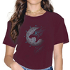 T-SHIRT BORDEAUX IMPRESSION LOUP ODIN FENRIR POUR FEMME