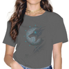 T-SHIRT GRIS FONCÉ IMPRESSION LOUP ODIN FENRIR POUR FEMME