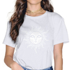 T-SHIRT BLANC IMPRESSION SOLEIL TRISKELE CORBEAU POUR FEMME